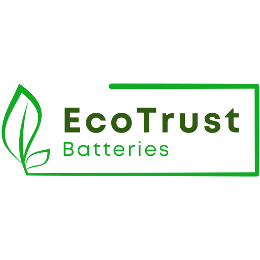 Site logo showing a green leaf, green border and EcoTrust Batteries text in the centre